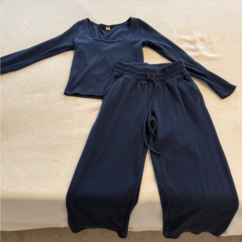 Gilly Hicks Navy Blue Waffle Knit Set